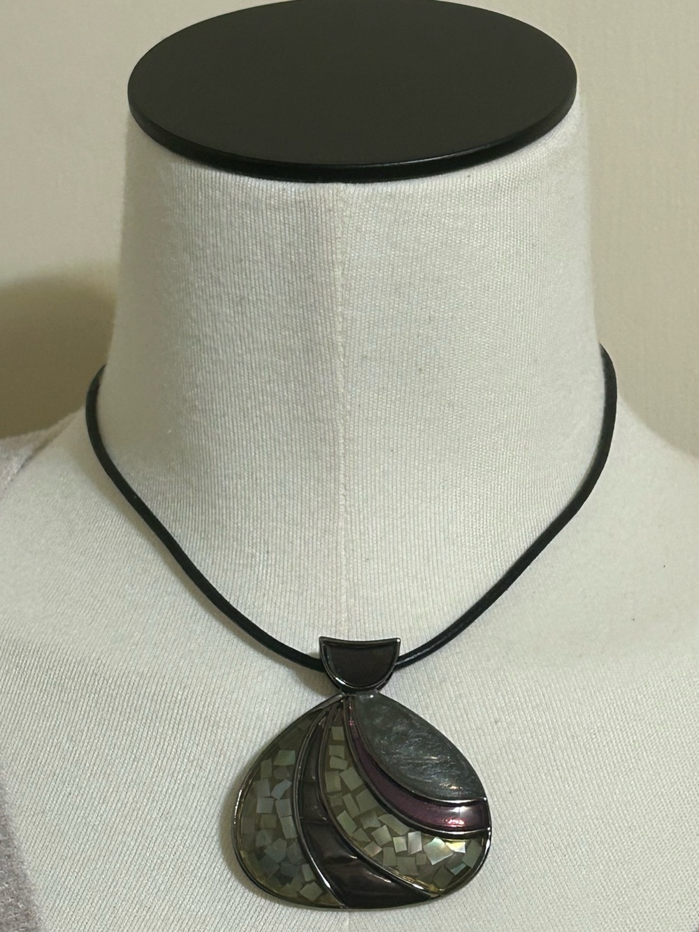 RETIRED LIA SOPHIA SEASIDE ABALONE MOSAIC STATEMENT NECKLACE